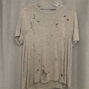 Distressed T-shirt with keyhole back